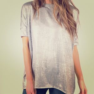 ⚡️FLASH⚡️ A&D Metallic Silver Boxy Tee NWT